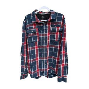Wrangler‎ Men's ATG Plaid Flannel Shirt XXL Regular Fit Red Blue Pocket